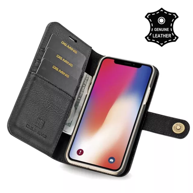 Luxury Genuine Real Leather Flip Case Wallet Cover For iphone X 6 6S 7 8 PLUS