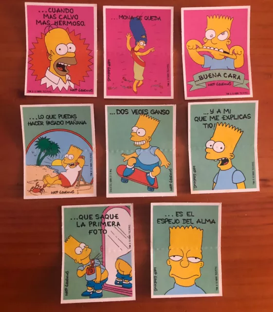 Lote de 8 antiguos cromos diver-refranes de los Simpsons. Bollycao