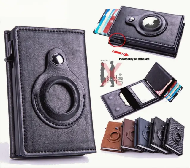 Slim Airtag Wallet Case Leather RFID Credit Card Holder Anti-Lost Wallets