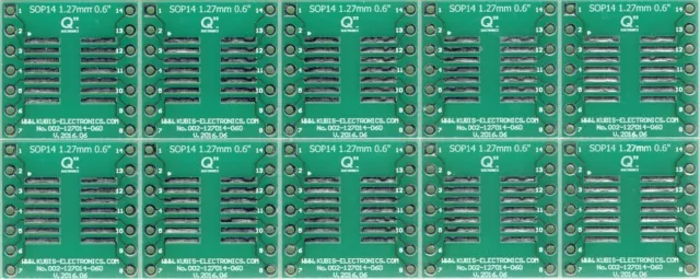 10 PCS. - SO14,SOP14,SOIC14 1.27mm(0.05") to DIP 0.6". [UK]