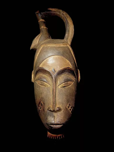 Vintage Hand Carved Wooden Tribal African Art Face Mask Rare Large Guro-4434