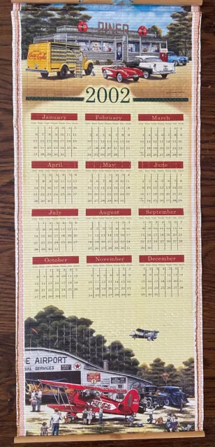 2001/2002 Coca-Cola Bamboo Hanging Roll-up Calendar