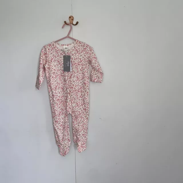 Bebe by Minihaha baby girl size 6-12 months pink blue floral one-piece BNWT