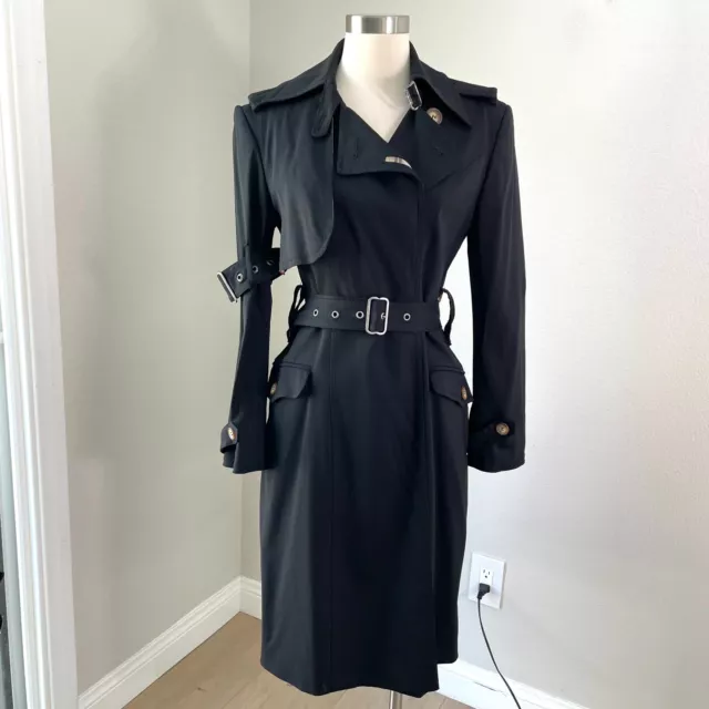 VINTAGE RARE GIANFRANCO Ferre Womens XS Black Wool Button Trench Coat ...