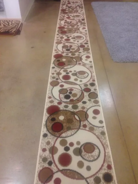 35 Foot Custom Stair - Hallway Rug Runner 23' Wide Beige, Red,  Low Pile