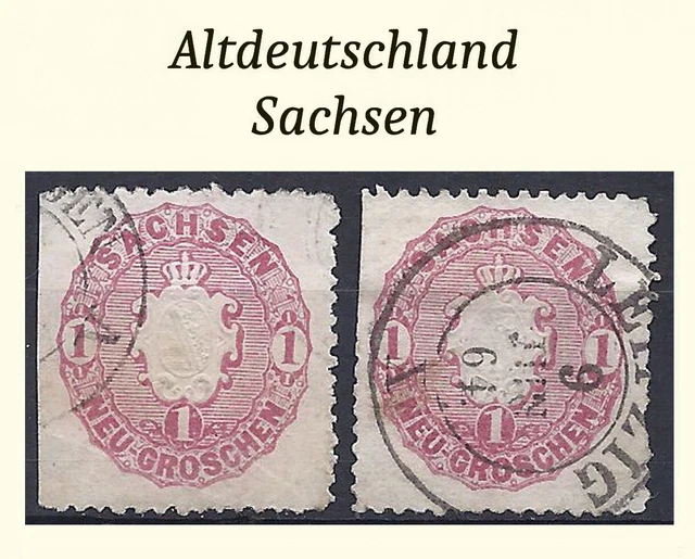 Altdeutschland Sachsen Lot 2 schöne Marken MiNr. 16, verschiedene Farben - Töne.