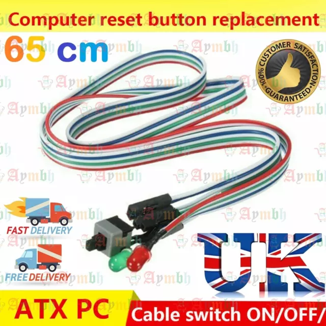 65cm ATX Computer PC Motherboard Power Cable Switch On/Off/Reset Button UK Stock