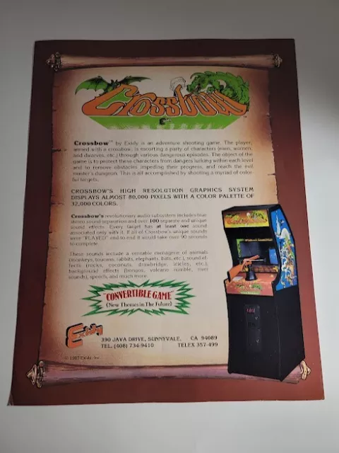 FLYERS  EXIDY =CROSSBOW   Arcade Video Game advertisement original see pic