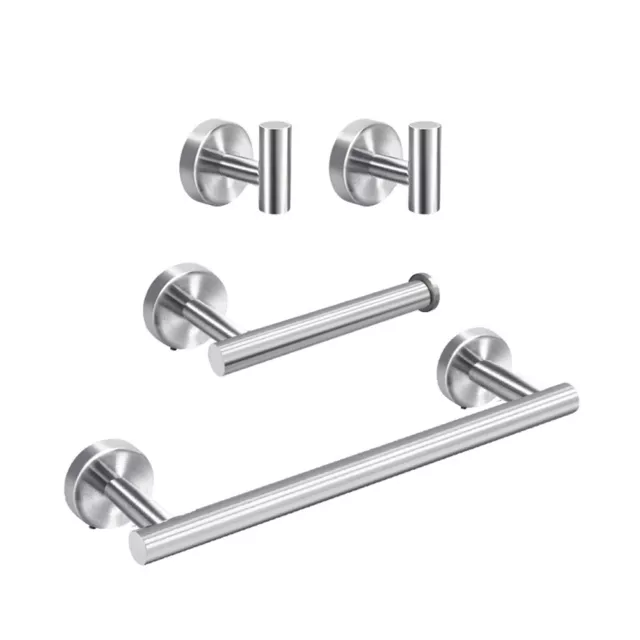 4 Pieces Bathroom Hardware Accessories Set Towel Bar Robe Hooks Toilet V4N7