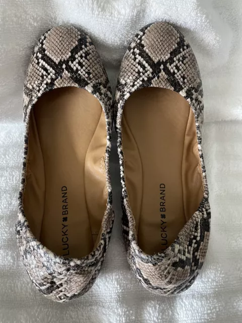 Lucky Brand Ballet Flats , “EMMIE” Snakeskin, Size 9M