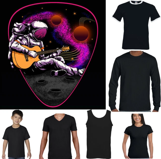 Chitarra T-Shirt Uomo Space Divertente Chitarrista Acustiche Astronauta