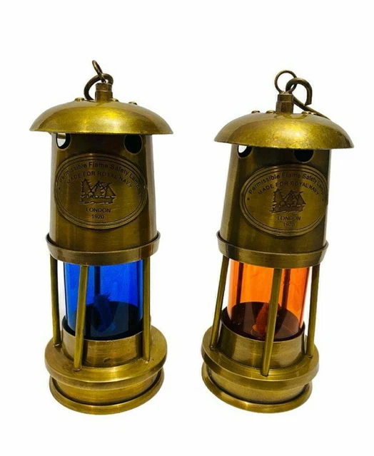 Nautische Antik Messing kleine Lampe Schiff Boot Licht Laterne Set mit 2 Lampen