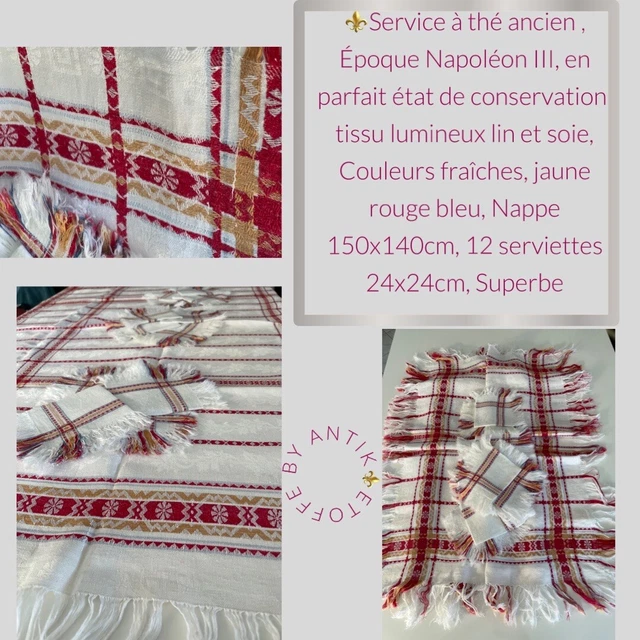 Servicio Antiguo Té, Auténtico Napoleón III, Mantel 150x140, 12 Serv 24x24 NSL8