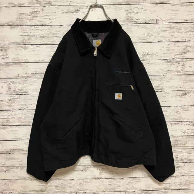 Carhartt Corduroy Detroit Jacket Black Size 3XL Used From Japan