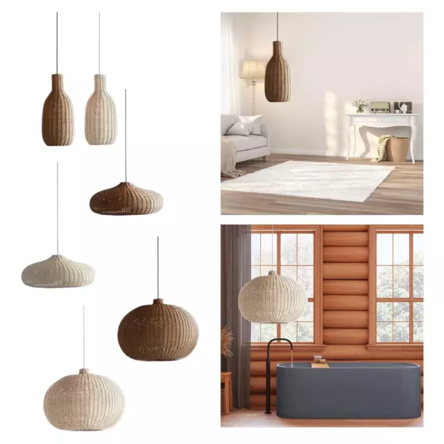 Rattan Woven Chandelier Lamp Shade Ceiling Pendant Light for Living Room