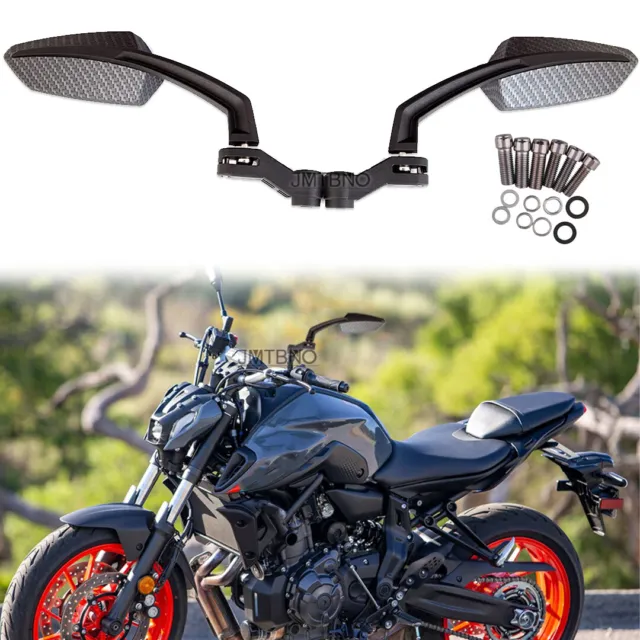 Motorcycle Rearview Side Mirror Carbon For Yamaha MT07 MT09 FZ07 FZ09 Tracer 900