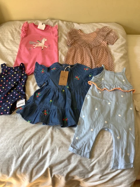 BNWT baby girls 3-6 months summer clothes bundle Next, Matalan rompers, dresses