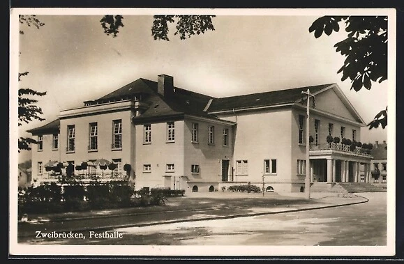 ZWEIBRÜCKEN, GASTSTÄTTE FESTHALLE mit Straße, Ansichtskarte 1937 EUR 13