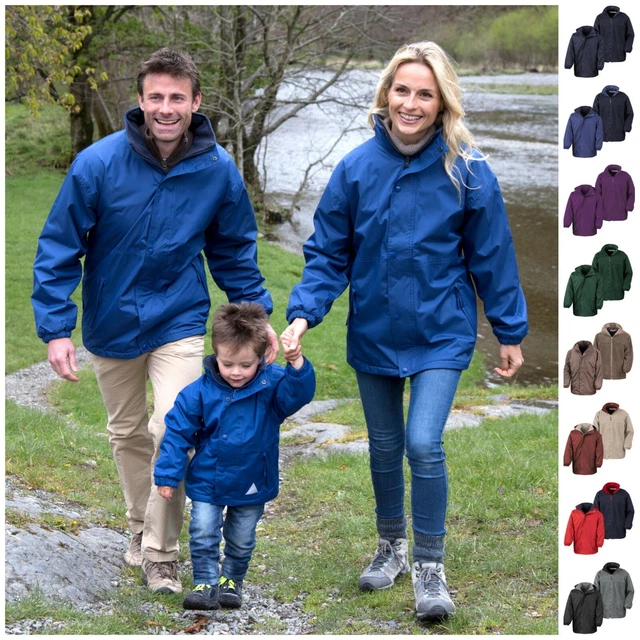 Mens Womens Ladies Waterproof Hooded Rain Coat Fleece Jacket Windproof Winter