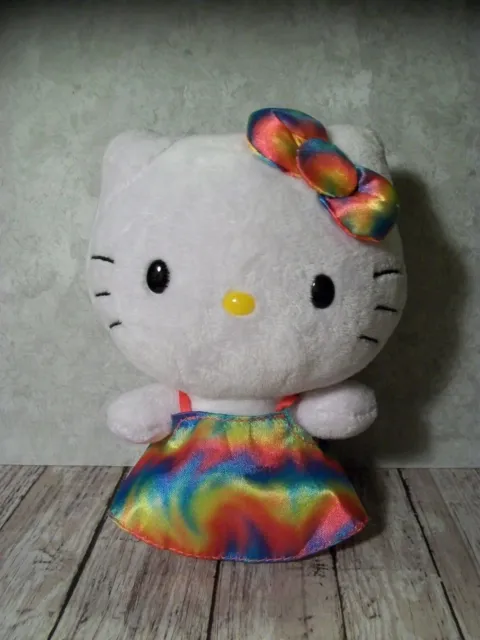 Ty Beanie Babies, 6" Hello Kitty Plush Stuffed Toy, Rainbow Dress/Bow
