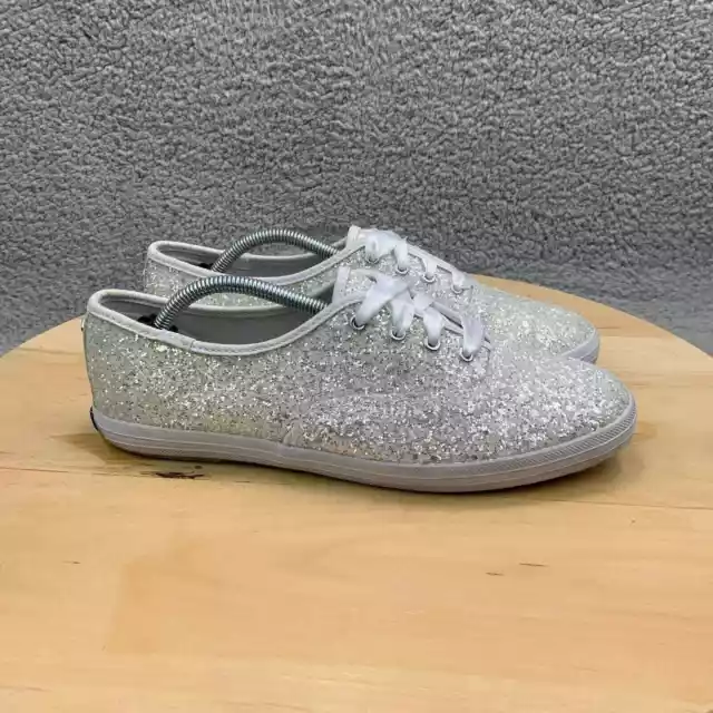 Keds x Kate Spade Champion Womens Size 8.5 Shoes Silver Sparkle Glitter Sneakers