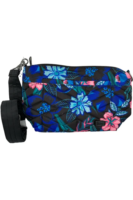 Lug RFID Quilted Crossbody with Printed Strap Flare Resort Black