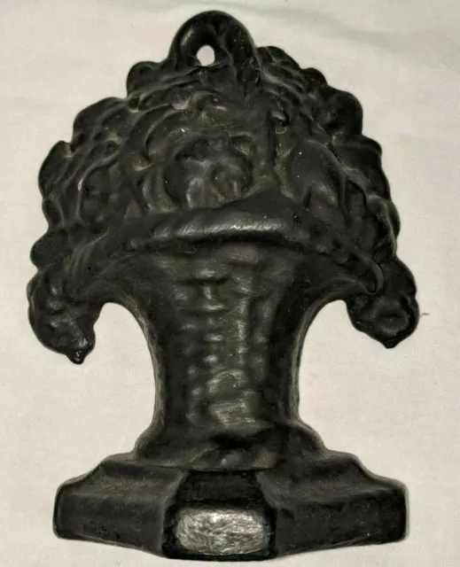 Antique Vintage Hubley? Cast Iron Small 5 5/8" Flower Basket Door Stop