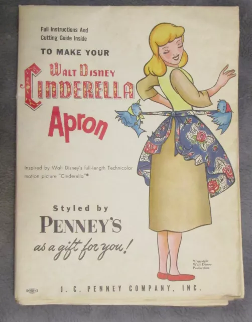 Cinderella Apron Pattern Vintage 1950s, JC Penney, UNCUT