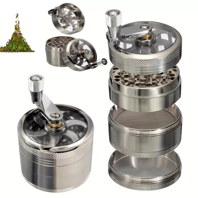 4 Layer Herb Tobacco Grinder Spice Herbal Metal Smoke Crusher Handle Hand Muller