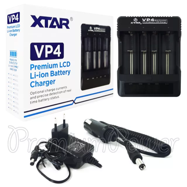 XTAR VP4 Premium LCD Ladegerät für 3.6V/3.7V LI-ION 650 Imr Inr Icr Batterie