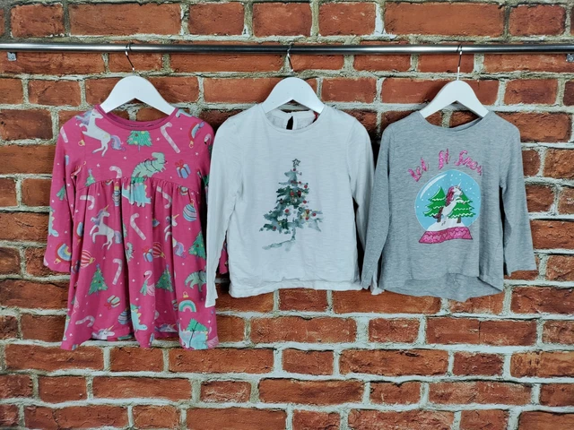 Girls Bundle Age 3-4 Years Next Matalan Long Sleeve Tee Dress Christmas 104Cm
