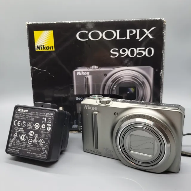 Nikon Coolpix S9050 12.1MP Compact Digital Camera Silver Tested