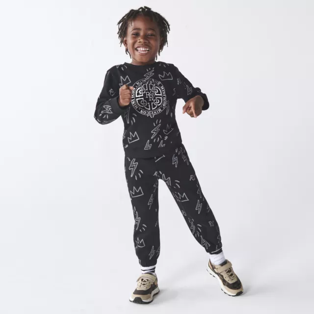 River Island Mini Boys Sweatshirt And Joggers 2 Piece Set Black Outfit