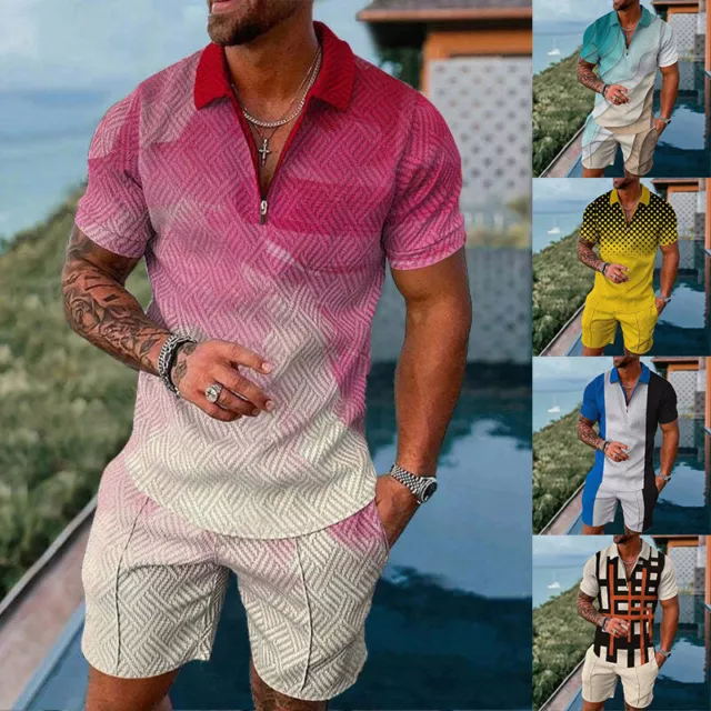 T-shirt e pantaloncini uomo boho estate maniche corte set SPORTS allenamento //