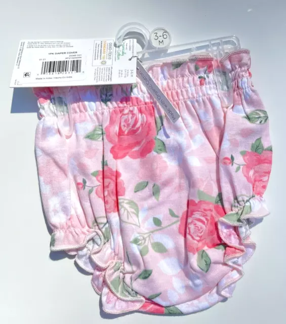 "New" BABY GIRL'S Gerber DIAPER COVER size 3-6 months PINK FLORAL Organic Cotton