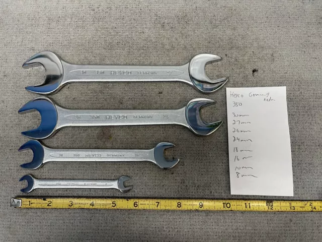 New Heyco  Metric Open End Wrench Chrome No 350 Germany 4 Pc Set