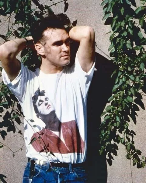 Morrissey 1980's portrait in white t-shirt 8x10 real photo 80's legend