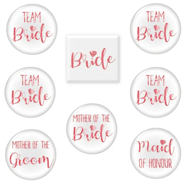 8 Team Bride Hen Party Badges | Pink Night Do Accessories Bag Fillers Pin Set