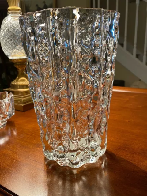 Mikasa FROSTFIRE Crystal WAVY Glass Vase - Diamond Shape Design - 9 1/2" - NEW