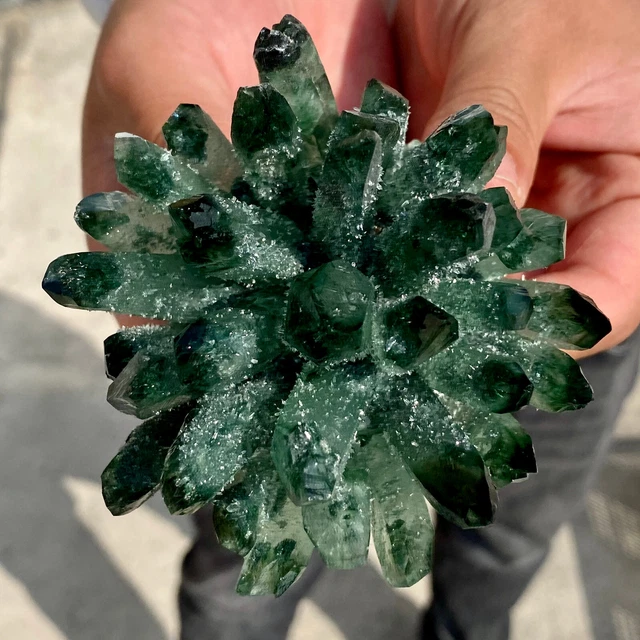 352G New Find Green Phantom Quartz Crystal Cluster Mineral Specimen Healing 11
