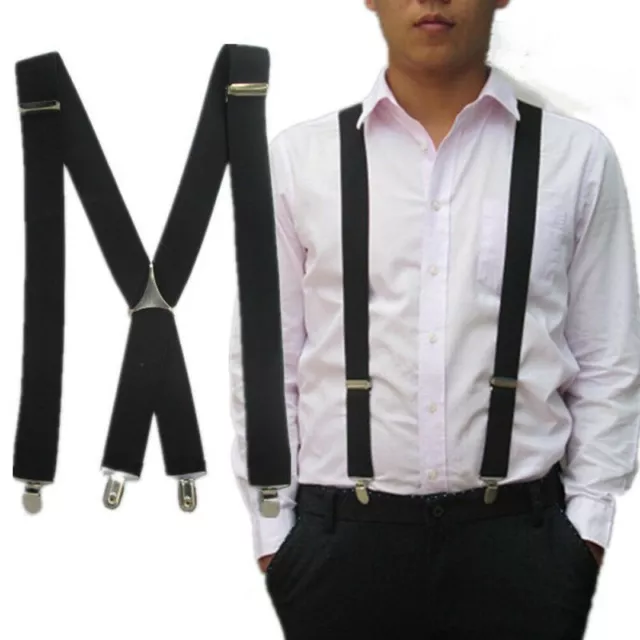 Fashionable 4 Clip Cross Strap Bib Pants Suspender Braces for Men and Women