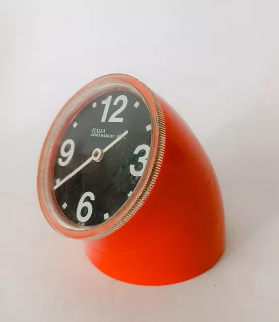 ♥ Orologio Da Tavolo Italora Ritz Eo 66 Design Pio Manzu' Arancione Space Age