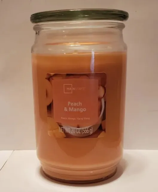Peach & Mango Scented Single-Wick Large Glass Jar Candle, 20 oz.