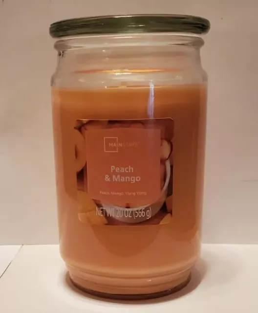 Peach & Mango Scented Single-Wick Large Glass Jar Candle, 20 oz.