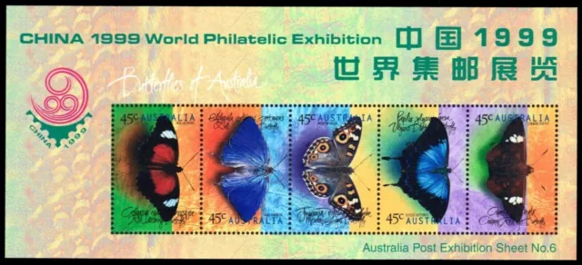 (V2068) Australia 1999 - Butterflies - Miniature Sheet - China Expo - Mnh