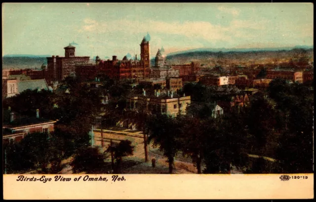 Postcard NE Omaha Nebraska Aerial Birdseye View c1910 B13
