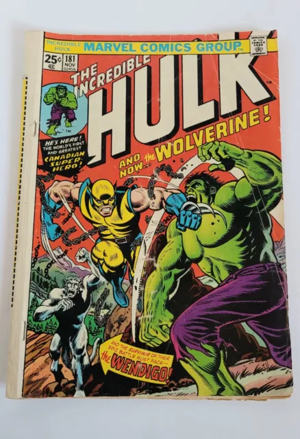 Marvel Nov 1974 The Incredible Hulk and Wolverine 1st Appearance Issue #181