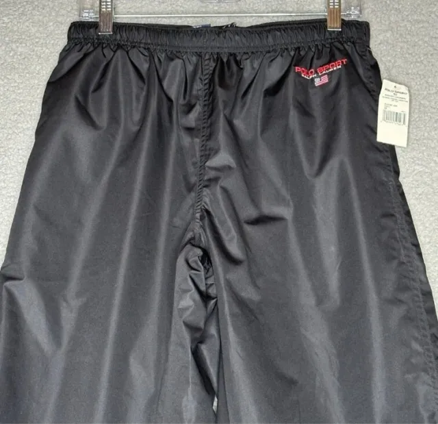 Rari pantaloni da pista Polo Sport Ralph Lauren da uomo neri grandi nuovi con etichette 3