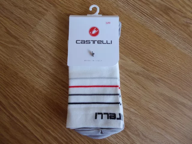 Castelli Endurance 15 Socken weiß S/M NEU (Straßenrennen Kies Kreuz Tour Tri MTB)