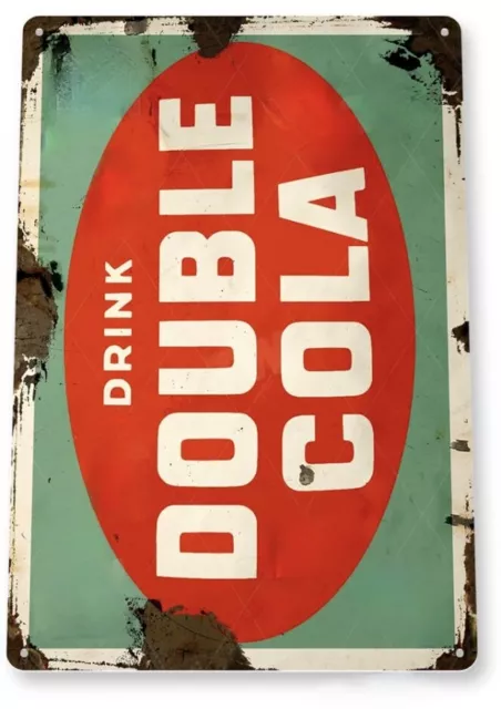 DOUBLE COLA TIN SIGN CHATTANOOGA TENNESSEE SKI CHASER ORANTA DRY JUMBO 12x18 in